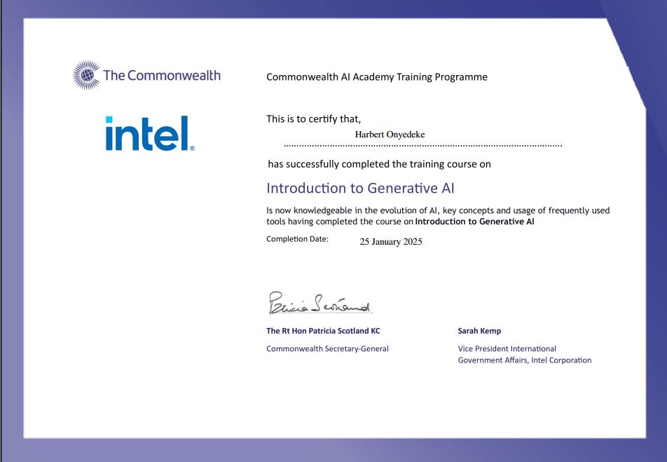 Commonwealth Generative AI certificate